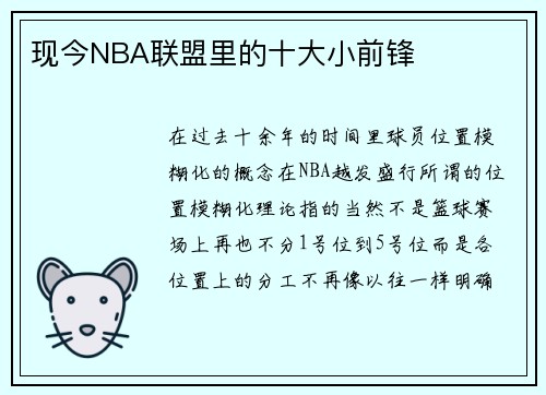 现今NBA联盟里的十大小前锋
